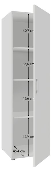 KONDELA Dulap 1D, cu poliţe, alb, ROMER NEW TYP 1
