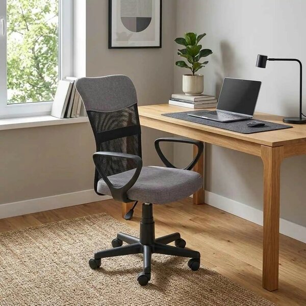 Scaun birou TIMMY, gri/negru, stofa clasica/plasa, 52x59x81/91 cm