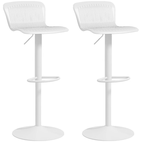 HOMCOM Set 2 Scaune de Bar cu Spătar Ergonomic, Suport pentru Picioare și Șezut Rotativ, 38,5x40x76,5-97,5 cm, Alb | Aosom Romania
