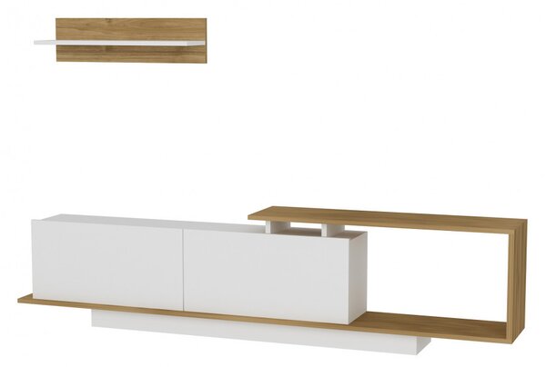 Ansamblu Comoda TV Asos Alb-Walnut