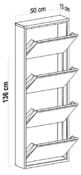 Pantofar 4 usi,din metal,culoare alb