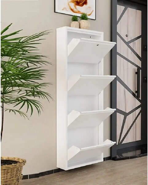 Pantofar 4 usi,din metal,culoare alb