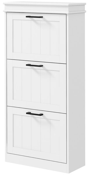 HOMCOM Dulap Spațios pentru Pantofi cu 3 Sertare Rabatabile pentru 15 Perechi de Pantofi, 54x24x117,5 cm, Alb | Aosom Romania