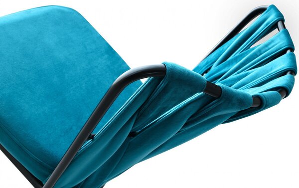 Set 4 Scaune Kusaklı Negru-Blue