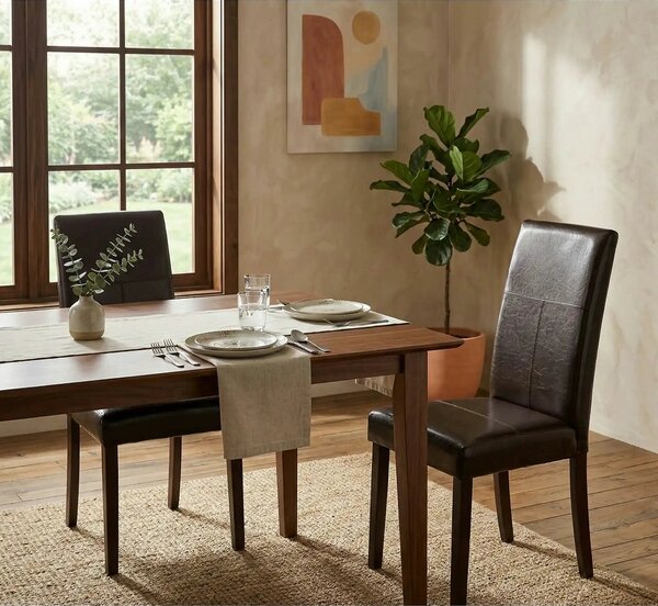Scaun tapitat Kerry, maro/wenge, lemn malaezian/piele ecologica, 45X46