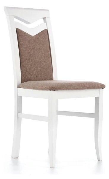 Scaun tapitat Citrone, maro/alb, stofa clasica/lemn de fag, 44X43X96 C