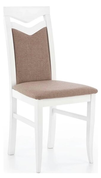 Scaun tapitat Citrone, maro/alb, stofa clasica/lemn de fag, 44X43X96 C