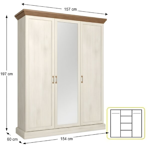 KONDELA Dulap, pin nordic/ stejar sălbatic, ROYAL S3D