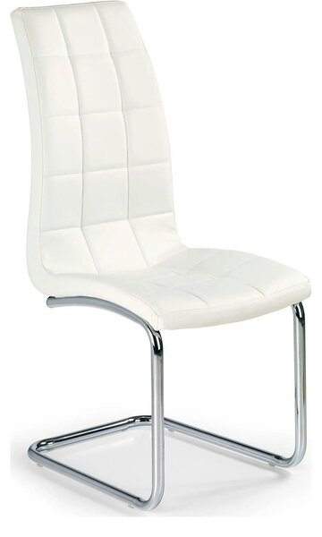 Scaun tapitat K147, alb/crom, piele ecologica/metal, 42X55X101 CM