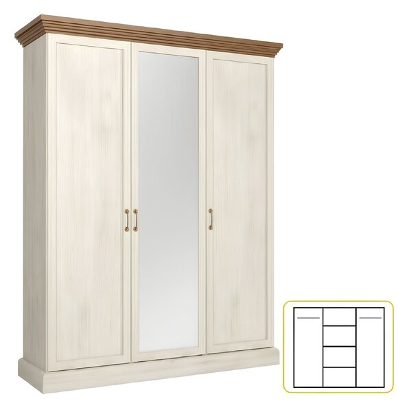 KONDELA Dulap, pin nordic/ stejar sălbatic, ROYAL S3D