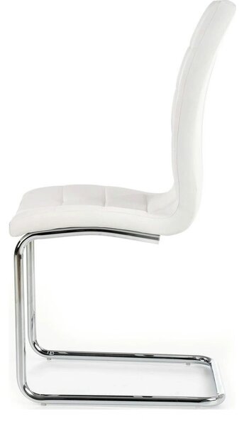 Scaun tapitat K147, alb/crom, piele ecologica/metal, 42X55X101 CM