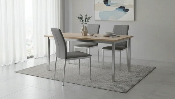 Scaun tapitat K137, gri/crom, piele ecologica/metal, 43X49X92 CM