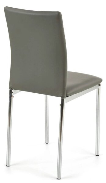 Scaun tapitat K137, gri/crom, piele ecologica/metal, 43X49X92 CM