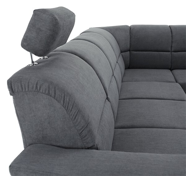 KONDELA Colţar extensibil, material textil gri, model dreapta, SANTIAGO