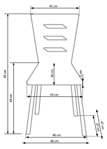 Scaun K155, alb/crom, placaj indoit/metal, 43x47x85 cm