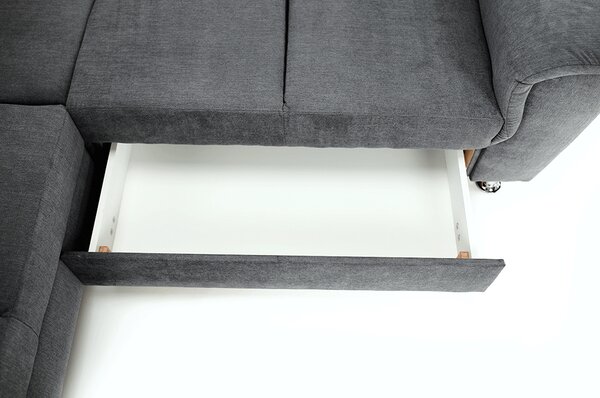 KONDELA Colţar extensibil, material textil gri, model dreapta, SANTIAGO