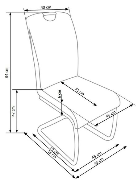 Scaun tapitat K184, maro inchis/crom, piele ecologica/metal, 43X55X94
