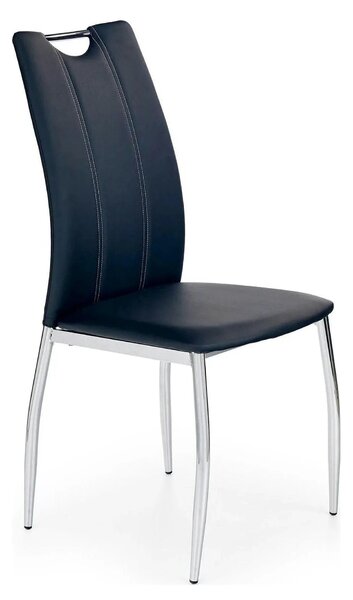 Scaun tapitat K187, negru/crom, piele ecologica/metal, 46x56x97 cm