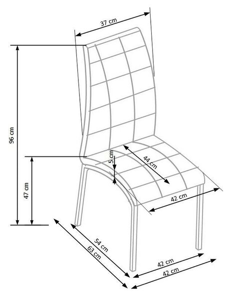 Scaun tapitat K186, negru/alb/crom, piele ecologica/metal, 42X63X100 C