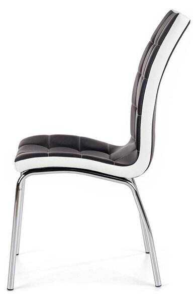 Scaun tapitat K186, negru/alb/crom, piele ecologica/metal, 42X63X100 C
