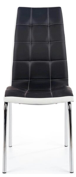 Scaun tapitat K186, negru/alb/crom, piele ecologica/metal, 42X63X100 C