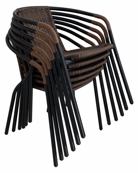 KONDELA Scaun stivuibil, răchită sintetică maro/metal negru, DOREN