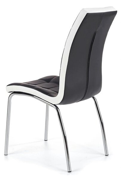 Scaun tapitat K186, negru/alb/crom, piele ecologica/metal, 42X63X100 C