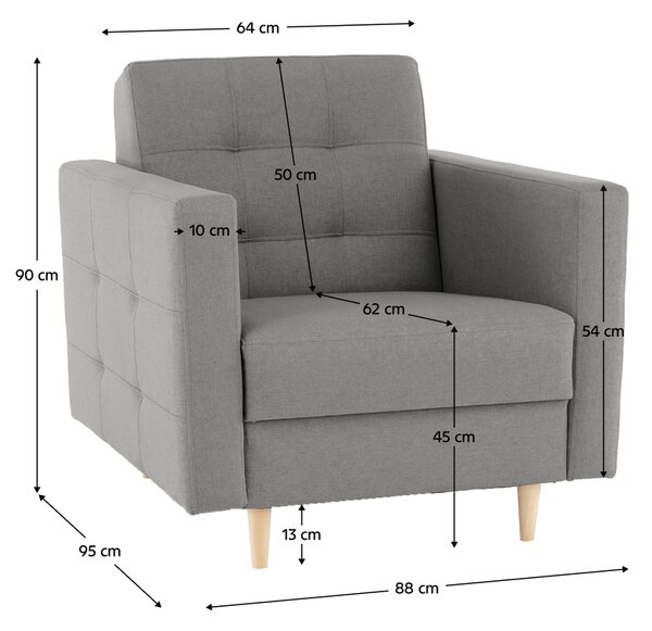 KONDELA Fotoliu complet tapiţat, material textil gri, AMEDIA