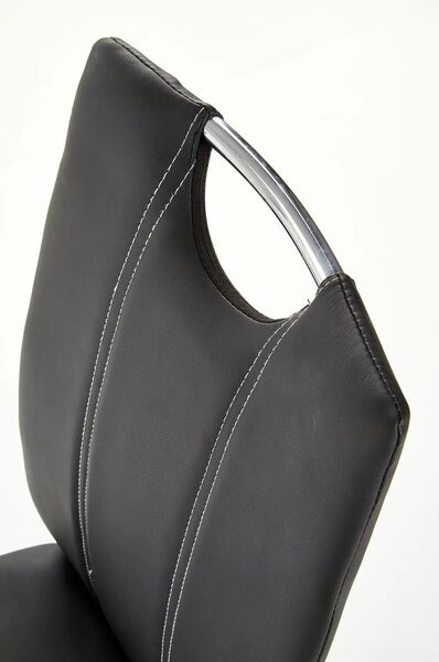 Scaun tapitat K187, negru/crom, piele ecologica/metal, 46x56x97 cm
