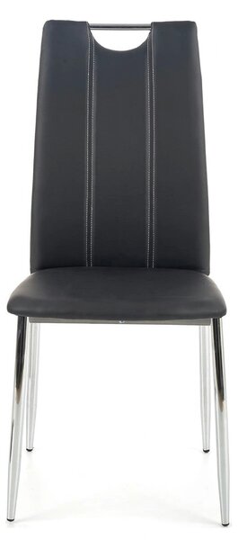 Scaun tapitat K187, negru/crom, piele ecologica/metal, 46x56x97 cm