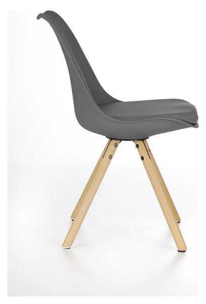 Scaun K201, gri/fag, piele ecologica/lemn de fag, 48X47X80 CM