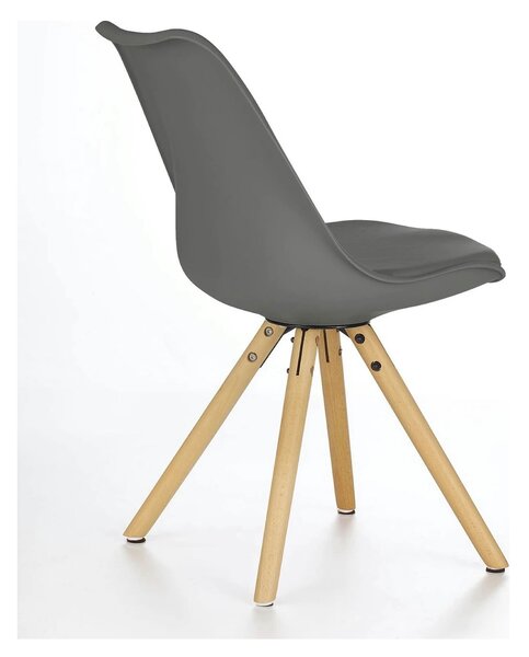 Scaun K201, gri/fag, piele ecologica/lemn de fag, 48X47X80 CM