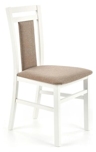 Scaun HUBERT 8, bej/alb, stofa clasica/lemn de fag, 45x51x90 cm