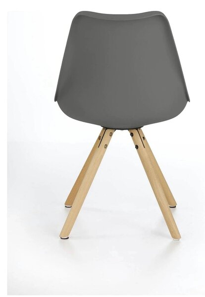 Scaun K201, gri/fag, piele ecologica/lemn de fag, 48X47X80 CM