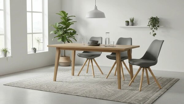 Scaun K201, gri/fag, piele ecologica/lemn de fag, 48X47X80 CM