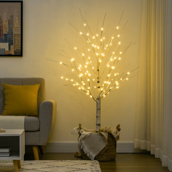 HOMCOM Pom de Crăciun cu Lumini LED și 12 Crengi pentru Interior și Exterior din PP și Metal, 22x22x150 cm, Alb | Aosom Romania