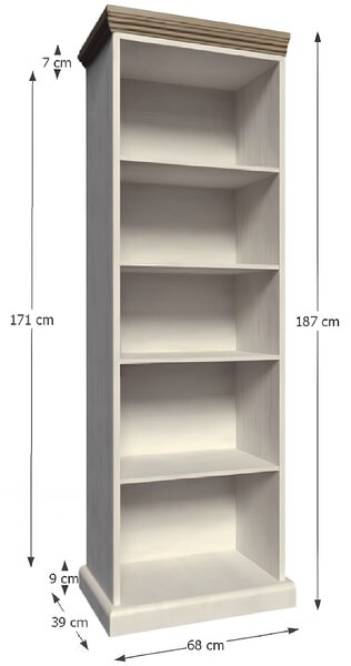 KONDELA Biblioraft, pin nordic/stejar sălbatic, ROYAL RW