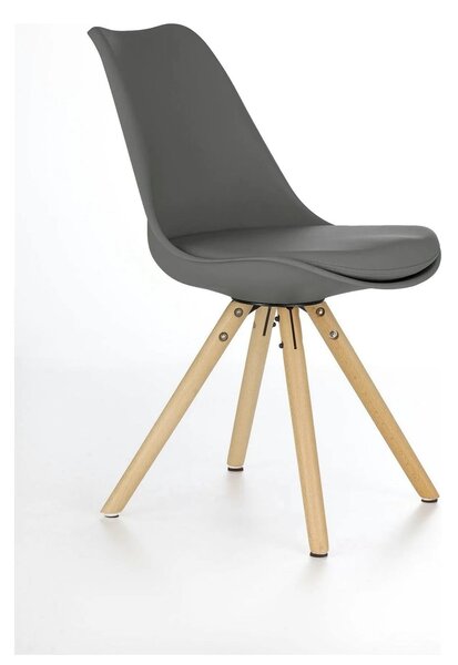 Scaun K201, gri/fag, piele ecologica/lemn de fag, 48X47X80 CM