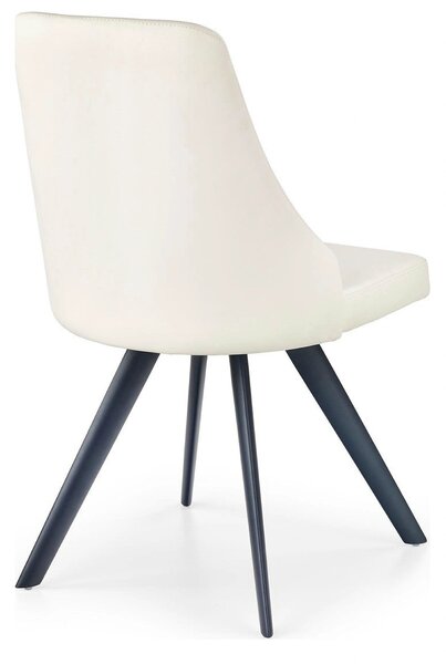 Scaun tapitat K206, alb/negru, piele ecologica/metal, 53X48X87 CM