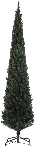 HOMCOM Brad Artificial de Crăciun cu 538 Ramuri, Brad de Crăciun Îngust și Spațios cu Bază de Oțel, Ø55x225 cm, Verde | Aosom Romania