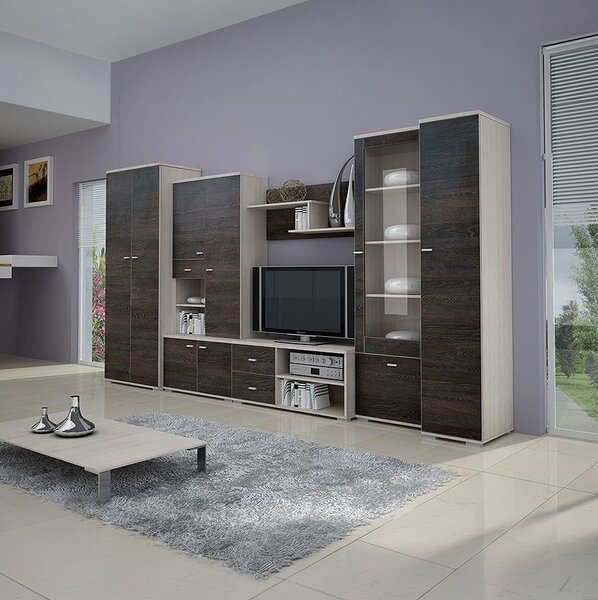 KONDELA Mobilier living, frasin/stejar american, ARS