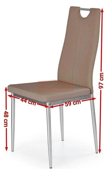 Scaun tapitat K202, cappuccino/crom, piele ecologica/metl, 44X54X97 CM