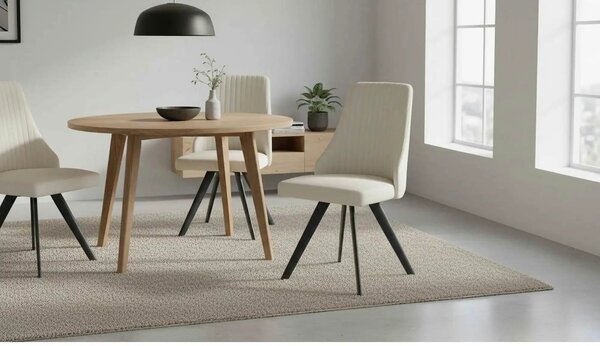 Scaun tapitat K206, alb/negru, piele ecologica/metal, 53X48X87 CM