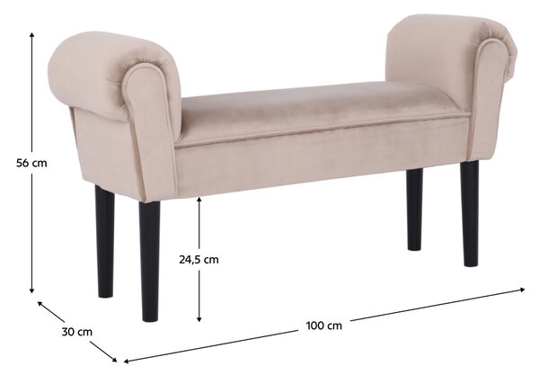 KONDELA Bancă, catifea Velvet, grej/negru, BURDA