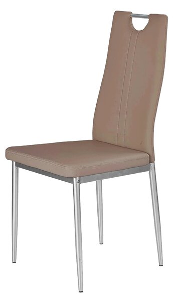 Scaun tapitat K202, cappuccino/crom, piele ecologica/metl, 44X54X97 CM