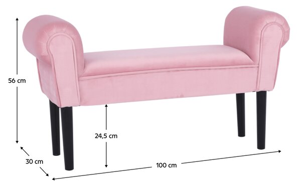 KONDELA Bancă, catifea Velvet, roz învechit/negru, BURDA