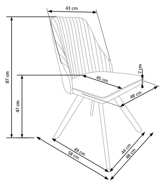 Scaun tapitat K206, alb/negru, piele ecologica/metal, 53X48X87 CM