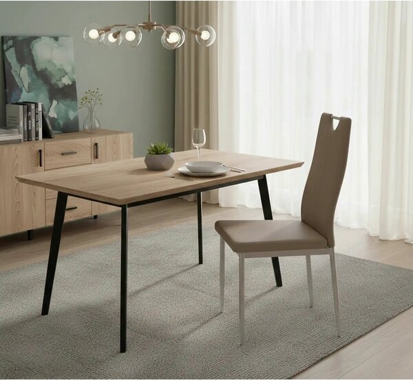 Scaun tapitat K202, cappuccino/crom, piele ecologica/metl, 44X54X97 CM