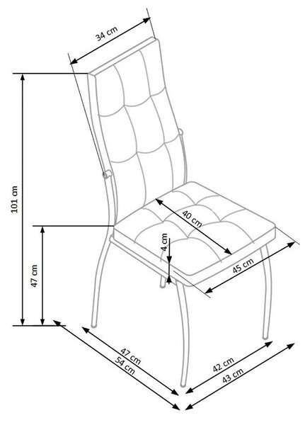 Scaun K209, gri/crom, piele ecologica/metal, 43x54x101 cm