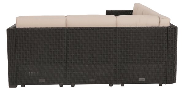 KONDELA Set de grădină din rattan, 3 piese, maro/bej, RODEN